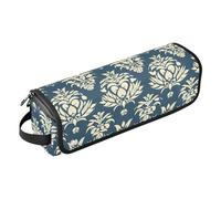 Simple White Patterns 2-in-1 Curling Iron Travel Case with Heat Resistant Pad Large Capacity Hair Tool Organizer for Straigheners, Curling Iron, Hair Dryer Portable Travel Essentials