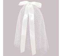 Simple White Satin Bow Hairpin Ribbon Chiffon Tassel Veil Women Hair Clips Bridal Veils Bridesmaid Wedding Dress Accessories-B