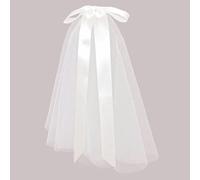 Simple White Satin Bow Hairpin Ribbon Chiffon Tassel Veil Women Hair Clips Bridal Veils Bridesmaid Wedding Dress Accessories-A