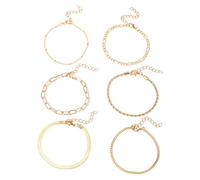 Simple Women' Bracelet Set 6 Multi Layer Chain Combination Show Fashion Elegant Charms Vibrate Watch (Gold, One Size)
