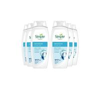 Simple Women's Kind to Skin Sensitive Shower Gel 'Body Wash' w/ Hypoallergenic 450ml, 6pk in Blue Simple Blue