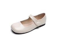 Simple Women's Mary Jane Flat Single Shoes Soft Sole One-Step Slip-on Fairy Style Student Shoes Spring and Summer Beige
