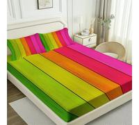Simple Wood Board Wood Grain Print Fitted Sheets, Soft Breathable Microfiber Anti-slip Colorful Fitted Sheets, 53" x 75" Bedding Set for Children Adults Single Double King Size Bed