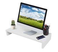 Simple Wood Monitor Riser - Large Monitor Stand, PC Laptop Stand Shelf, Printer Riser, TV, PC, iMac, Notebook - White