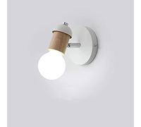 Simple Wooden Little Wall Lamp Indoor Lamp Mirror Front Light E27 Single Head Aron Style Wall Lights European Bedroom Wall Lamp Adjustable Angle/White