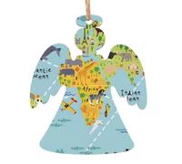 Simple world map Wooden Christmas decorations printed wooden decorations suitable for Christmas trees party decorations
