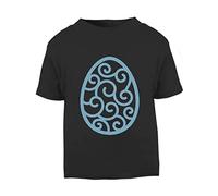 Simple Zentangle Decorative Easter Egg Style one [EAST23] Short Sleeve Cotton Toddler t Shirt, 1-2 Years, Black
