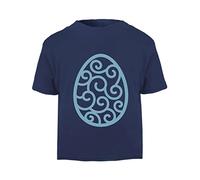 Simple Zentangle Decorative Easter Egg Style one [EAST23] Short Sleeve Cotton Toddler t Shirt, 2-3 Years, Navy