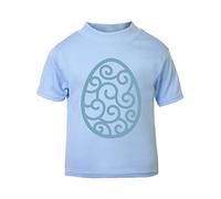 Simple Zentangle Decorative Easter Egg Style one [EAST23] Short Sleeve Cotton Toddler t Shirt, 2-3 Years, Pastel Blue