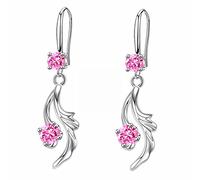 Simple Zirconia Water Drops Shiny Fashion Women's Earrings Lady's Copper Set Zircon Fishtail Earrings Wedding Two Piercing Earrings Set (C, One Size)