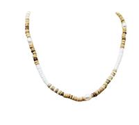 Simpleasure Coconut Wood Beads Natural Puka Shells Necklace Beads Surfer Tropical Beach Chips Puka Shell Necklace Holiday Vacation Round Hawaiian Surfer Jewelry VSCO Stuff, 18 Inch, Shell, No Gemstone