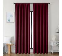 Simplebrand Ava Burgundy Blackout Curtains for Bedroom 90 Inches Long 2 Panels Set, Solid Privacy Energy Saving Living Room Window Treatment Curtains Blackout Drapes, W50 x L90 Inch, Burgundy