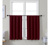 Simplebrand Ava Burgundy Short 36 Inches Blackout Curtain 2 Panels Set, Half Window Rod Pocket Privacy Curtain Tiers for Kitchen, Curtains Blackout for Bathroom Shades, W40 x L36 Inch, Burgundy