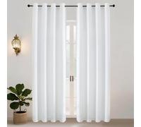 Simplebrand Ava Pure White Light Filtering Eyelet Curtains for Bedroom 245 cm Long 2 Panels, Solid Thermal Insulated, Energy Saving Living Room Window Treatment Curtains & Drapes, W 140 cm x L 245 cm