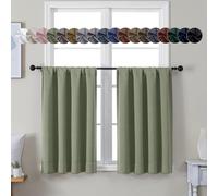 Simplebrand Ava Sage Green Short 36 Inches Blackout Curtain 2 Panels Set, Half Window Rod Pocket Privacy Curtain Tiers for Kitchen, Curtains Blackout for Bathroom Shades, W40 x L36 Inch, Sage Green