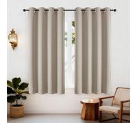 Simplebrand Ava Stone Blackout Eyelet Curtains for Living Room 175 cm Length 2 Panels Set, Solid Thermal Insulated Energy Saving Grommet Window Treatment Home Black Out Curtains, W 140 cm x L 175 cm