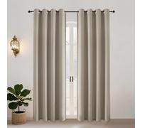 Simplebrand Ava Stone Blackout Eyelet Curtains for Living Room 183 cm Length 2 Panels Set, Privacy Thermal Insulated Window Door Curtains & Drapes for Bedroom, W 140 cm x L 183 cm