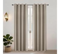 Simplebrand Ava Stone Blackout Eyelet Curtains for Living Room 200 cm Length 2 Panels Set, Privacy Thermal Insulated Window Home Black Out Door Curtains & Drapes for Bedroom, W 140 cm x L 200 cm