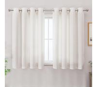 Simplebrand Beige Curtains for Bedroom 2 Panel Set, 140 x 122 cm Short Coffee Curtains, Soft Elegent Home Decor Curtain for Living Room, Sun Blocking Room Darkening Thermal Eyelet Drape