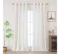Simplebrand Beige Faux Linen Texture Curtains for Bedroom 2 Panel Set 220 CM Drop, Soft Elegent Home Decor Curtain for Living Room, Sun Blocking Room Darkening Thermal Eyelet Style, W140 x H 245 CM