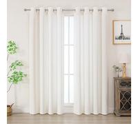 Simplebrand Caravan Curtains, Linen Look Curtains, Linen, 175 cm, Modern Plain Style Curtain with Eyelets, Semi-Transparent Linen Curtain for Curtains Children's Room, Girls, Set of 2, H x W 175 x 140