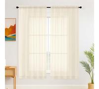 Simplebrand Cream Sheer Curtains for Living Room 183 cm Length Panels Set - Light Filtering, Rod Pocket Window Home Voile Curtains & Drapes for Bedroom, Elegant Drapes (Cream, 150cm W x 183cm L)