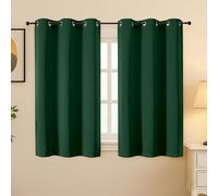 Simplebrand Ever Green Room Darkening Curtains for Bedroom 45 Inches Long 2 Panels Set, Sunlight Blocking Curtains for Small Windows, Grommet Energy Saving Thermal Insulated Short Drapes, 40Wx45L