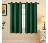 Simplebrand Ever Green Room Darkening Curtains for Bedroom 63 Inch Length 2 Panels Set, Thermal Insulated Energy Saving Curtains for Kids Room, Grommet Solid Nursery Window Treatment Drapes, W40 x L63