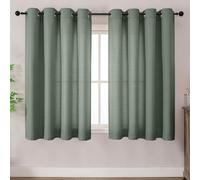 Simplebrand Green Curtains for Bedroom 2 Panel Set, 140 x 122 cm Short Coffee Curtains, Soft Elegent Home Decor Curtain for Living Room, Sun Blocking Room Darkening Thermal Eyelet Drape