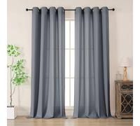Simplebrand Grey Faux Linen Texture Curtains for Bedroom 2 Panel Set 220 CM Drop, Soft Elegent Home Decor Curtain for Living Room, Sun Blocking Room Darkening Thermal Eyelet Style, W140 x H 245 CM