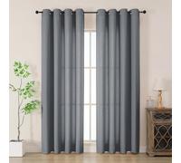 Simplebrand Grey Faux Linen Texture Curtains for Bedroom 2 Panel Set 220 CM Drop, Soft Elegent Home Decor Curtain for Living Room, Sun Blocking Room Darkening Thermal Eyelet Style, W140 x H 220 CM
