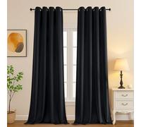 Simplebrand Halloween Black Extra Long 10ft Curtains for Patio 120 Inches Long 2 Panels Set, Room Darkening Solid Thermal Insulated Energy Saving Grommet Window Treatment Curtains Drapes, 50 Wx120 L