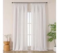 Simplebrand Natural Long Curtains 245 cm Long 2 Panels Set, Soft Airy Light Filtering Faux Linen Textured Living Room Curtains, Protect Privcy Modern Slub Curtains for Bedroom, Each 140Wx245L