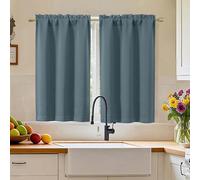 Simplebrand Stone Blue Blackout Curtains 45 inch Length 2 Panels, Thermal Insulating Energy Saving Tiers Drapes with Rod Pocket, Small Window Drapes Black Out Bathroom Laundry Room RV, Each 30"Wx45"L