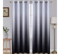 SimpleHome 96 Inch Long Ombre Blackout Curtains Gradient White and Black Room Darkening Curtain Thermal Insulated Grommet Window Drapes for Living Room/Bedroom (Black, 52W x 96L / 2 Panels)