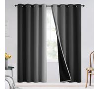 SimpleHome Black and Greyish White Blackout Curtains for Bedroom 72 Inches Long, Room Darkening Grommet Curtains for Living Room,Thermal Insulated Ombre Drapes,2 Panels, 52x72 inches Length