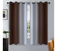 SimpleHome Darkening Curtains Ombre for Living Room and Bedroom - Gradient from Brown to Grey White, Light Blocking, Thermal Insulation, 2 Panels, 132 cm