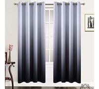SimpleHome Gradient Color Ombre Blackout Curtains Black Thickening Polyester Eyelet Top Panels Thermal Insulated Grommet Window Treatment Drapes for Living Room/Bedroom (Black, 52W x 72L / 2 Panels)