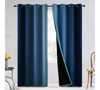 SimpleHome Ombre 100% Blackout Curtains for Bedroom, Full Light Blocking Gradient Blue Curtains, Thermal Insulated Grommet Window Drapes for Living Room,2 Panels, 52x84 inches Length