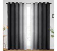 SimpleHome Ombre Blackout Curtains Gradient Black to Grey White Light Blocking Thermal Insulated Eyelet Curtains for Bedroom Living Room 2 Panels 69" x 84" Drop