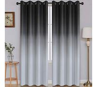 SimpleHome Ombre Blackout Curtains Gradient Black to Grey White Light Blocking Thermal Insulated Eyelet Curtains for Bedroom Living Room 2 Panels 51" x 85" Drop