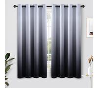 SimpleHome Ombre Curtains 52 x 63 Inch for Bedroom 2 Panels, Gradient Grey White to Black Light Blocking Thermal Insulated Grommet Room Darkening Window Curtain/Drapes for Living Room