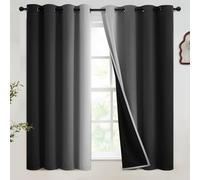 SimpleHome Ombre Room Darkening Curtains for Bedroom, Gradient Black to Grey White Light Blocking Thermal Insulated Grommet Window Curtains/Drapes for Living Room,2 Panels, 52x54 inches Length