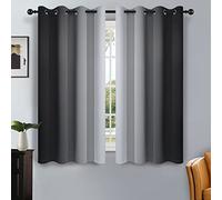 SimpleHome Ombre Room Darkening Curtains for Bedroom, Gradient Black to Grey White Light Blocking Thermal Insulated Grommet Window Curtain/Drapes for Living Room,2 Panels, 52x54 inches Length