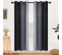 SimpleHome Ombre Room Darkening Curtains for Bedroom, Gradient Black to Grey White Light Blocking Thermal Insulated Grommet Window Curtain/Drapes for Living Room,2 Panels, 42x72 inches Length