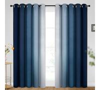 SimpleHome Ombre Room Darkening Curtains for Bedroom, Gradient Blue to Grey White Light Blocking Thermal Insulated Grommet Window Curtain/Drapes for Living Room,2 Panels, 62x96 inches Length