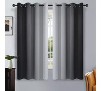 SimpleHome Ombre Room Darkening Curtains for Bedroom, Light Blocking Gradient Black to Grey White Thermal Insulated Grommet Blackout Window Curtains/Drapes for Kids, 2 Panels, 52x63 inches Length