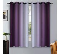 SimpleHome Ombre Room Darkening Curtains for Bedroom, Light Blocking Gradient Purple to Grey White Thermal Insulated Grommet Blackout Window Curtains Drapes for Kids, 2 Panels, 52x63 inches Length