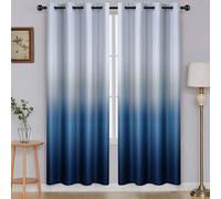 SimpleHome Ombre Room Darkening Curtains for Boys Bedroom, Gradient Grey White to Blue Light Blocking Thermal Insulated Grommet Window Curtains/Drapes for Living Room,2 Panels, 52x72 inches Length