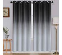 SimpleHome Ombre Room Darkening Curtains for Living Room, Light Blocking Gradient Black to Grey White Thick Thermal Insulated Grommet Window Curtains/Drapes for Bedroom, 2 Panels, 52x72 inches Length